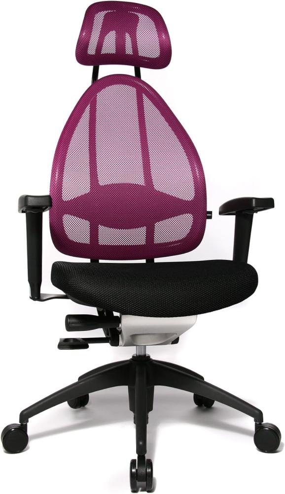 Topstar Open Art 2010 ergonomischer Bürostuhl, Schreibtischstuhl, inkl. höhenverstellbare Armlehnen, Rückenlehne und Kopfstütze, Stoff lila Bild 1