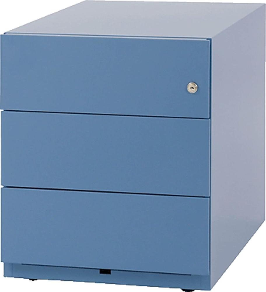 BISLEY Rollcontainer Note mit Griffleiste, 3 Universalschubladen, Metall, 605 Blau, 56. 5 x 42 x 49. 5 cm Bild 1