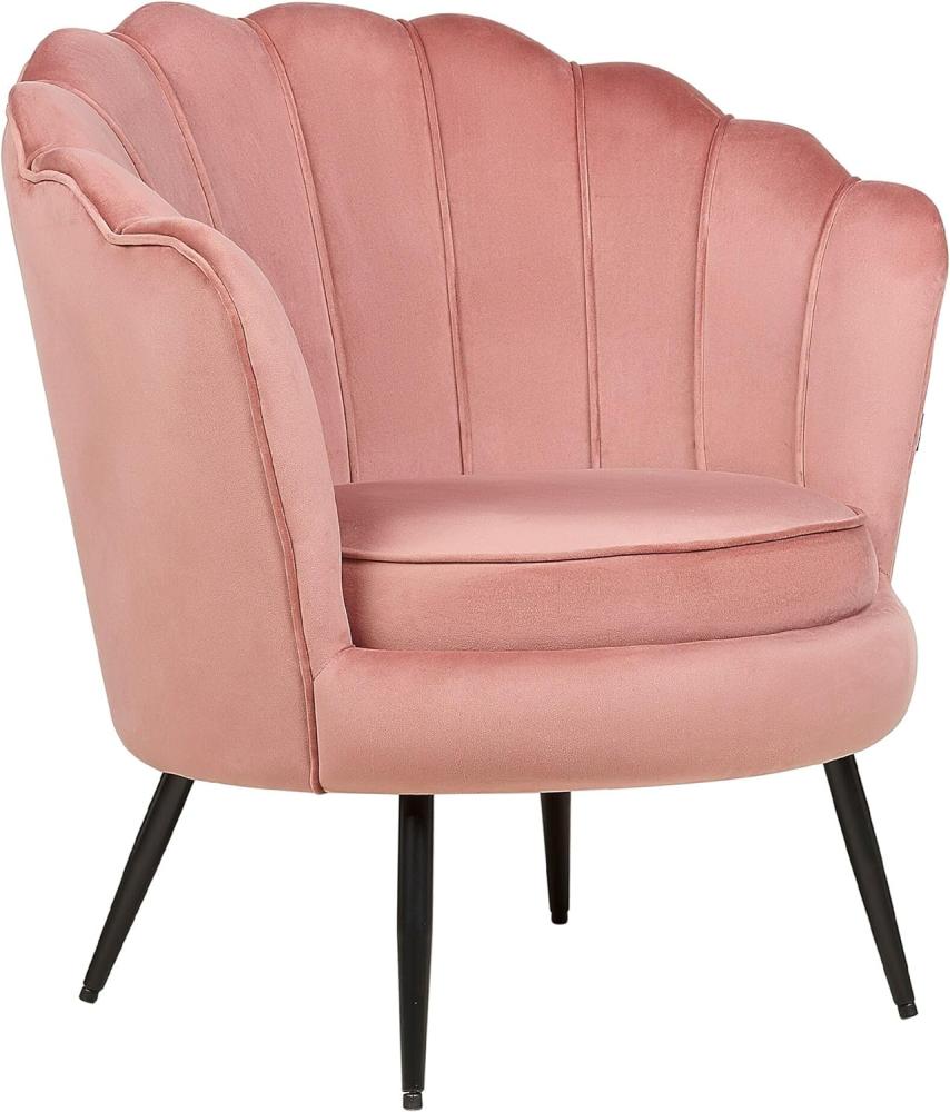 Sessel Samtstoff rosa schwarz Muscheldesign LOVIKKA Bild 1