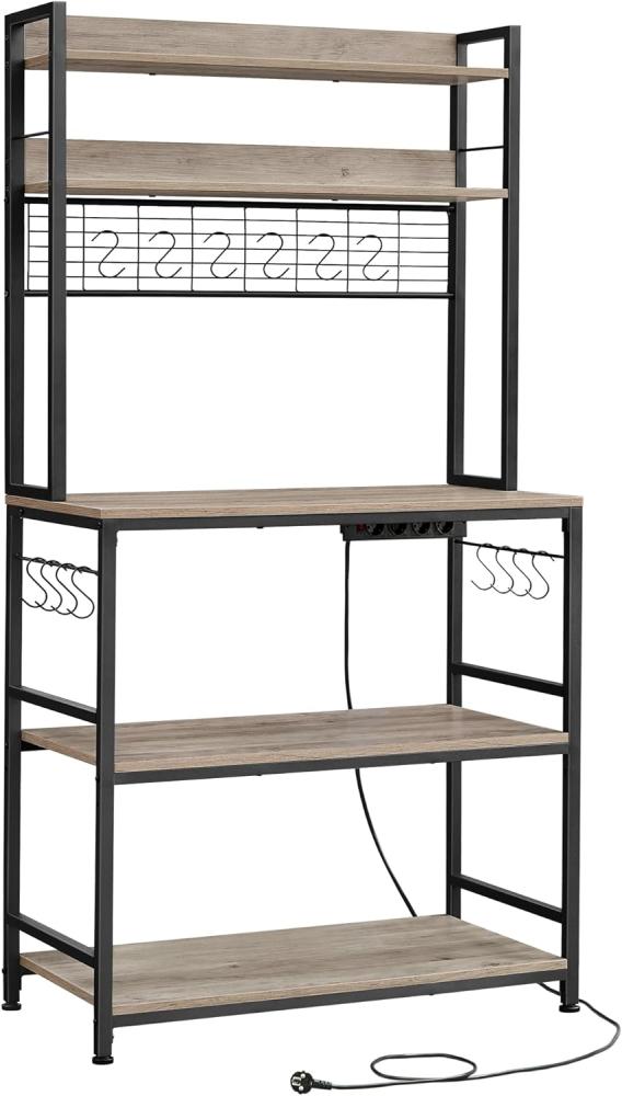 Vasagle Küchenregal mit Steckdosen, Spanplatte / Stahl greige-schwarz, 40 x 80 x 170 cm Bild 1
