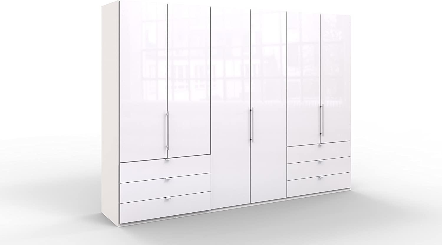 WIEMANN Loft Kleiderschrank, Schlafzimmerschrank, Gleittürenschrank, Drehtürenschrank, mit Schubladen, Glas, in weiß, B/H/T 300 x 216 x 58 cm Bild 1