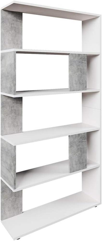 Vicco Raumteiler Bücherregal, 5 Fächer, Beton/Weiß, 80 cm Bild 1