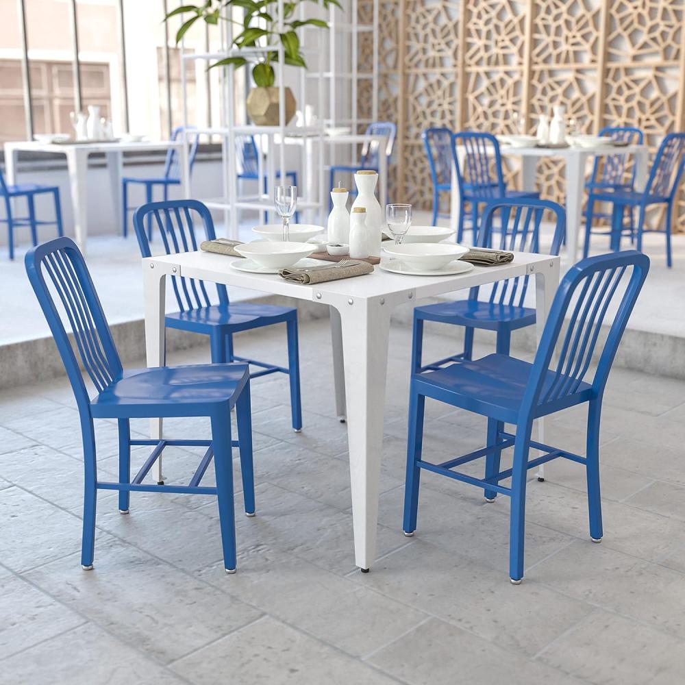 Flash Furniture Stuhl für Innen und Außenbereich, Legierter Stahl Kunststoff, blau, 50. 8 x 39. 37 x 84. 46 cm Bild 1