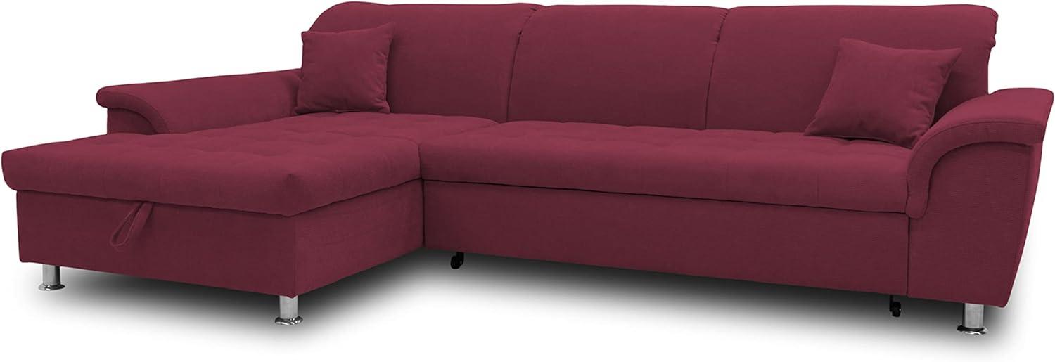 DOMO Collection Ecksofa Franzi, Couch in L-Form, Sofa, Eckcouch mit Rückenfunktion Polsterecke, Bordeaux Rot, 279x162x81 cm Bild 1