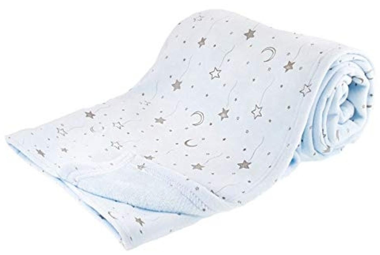 Soft Touch Babydecke Sterne und Mond 75 x 100 cm blau Bild 1