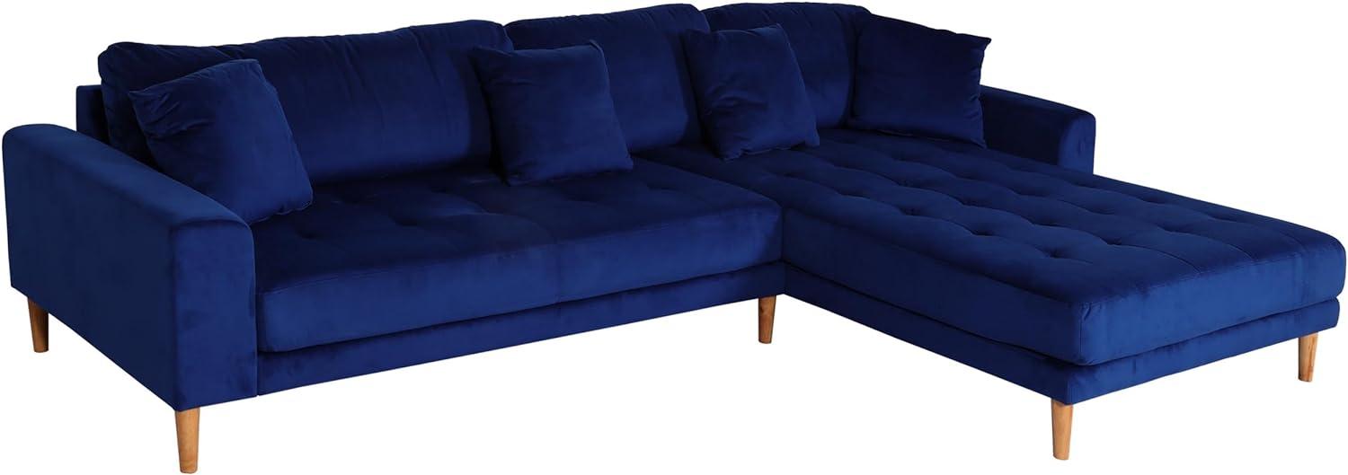 Ecksofa HWC-J54, Couch Sofa 3-Sitzer L-Form Liegefläche links/rechts 295cm ~ Samt blau Bild 1