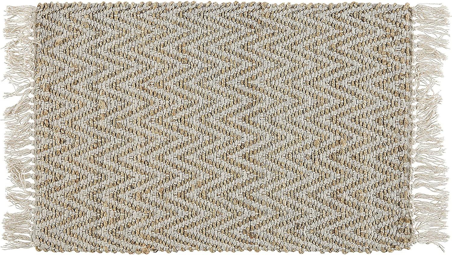 Teppich beige 50 x 80 cm ZickZack-Muster Kurzflor zweiseitig AFRIN Bild 1