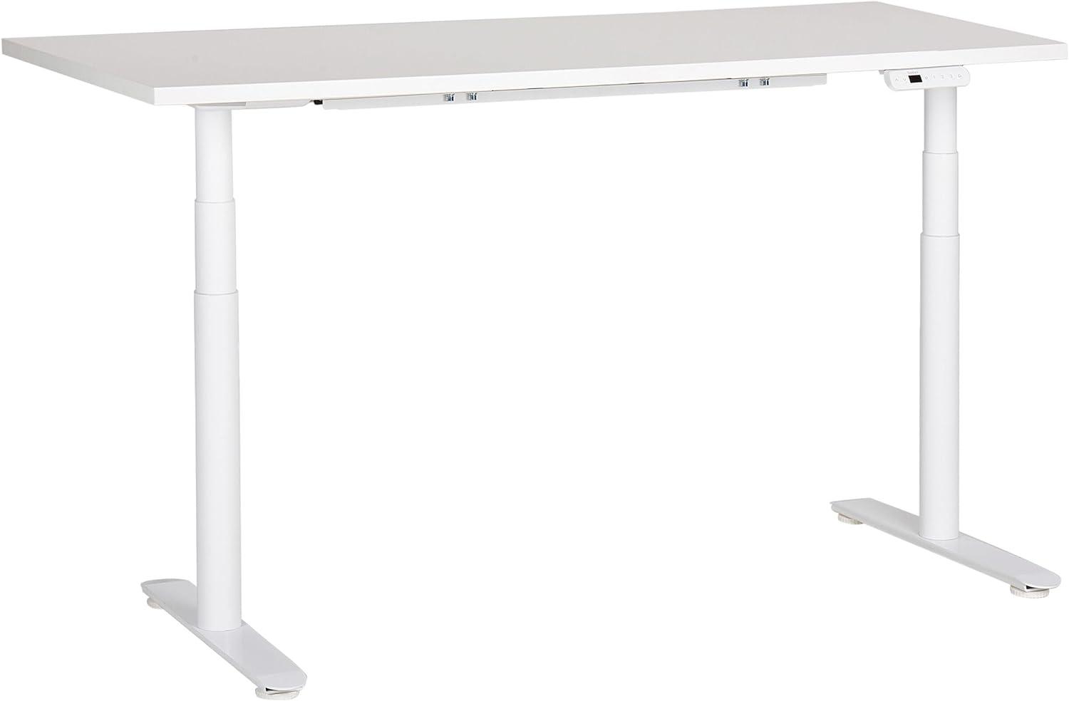 Schreibtisch weiß 160 x 72 cm elektrisch höhenverstellbar DESTINAS Bild 1
