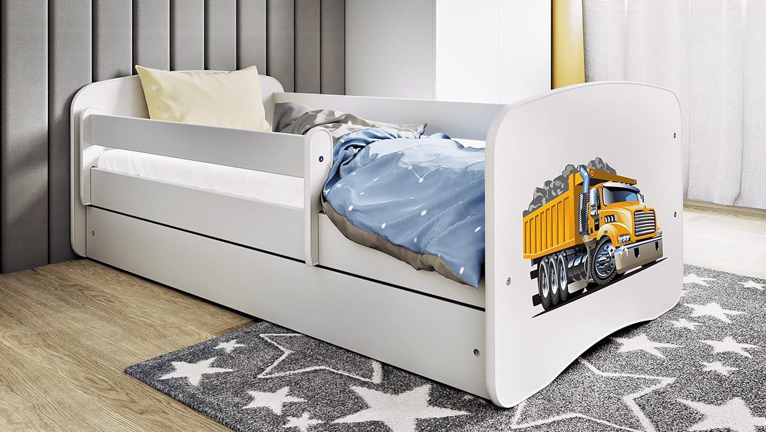 Kocot Kids 'Truck' Einzelbett weiß 80x160 cm inkl. Rausfallschutz, Matratze, Schublade und Lattenrost Bild 1