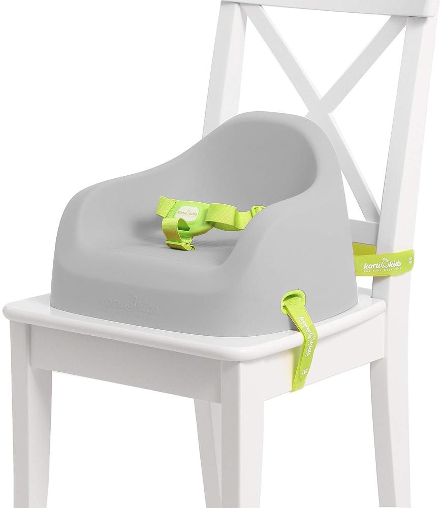 Koru Kids® Toddler Booster – Sitzerhöhung Stuhl Kind – sicherheitsgeprüft – Stuhlsitz – Made in Germany – für Kinder ab 12 Monaten bis 7 Jahre + (Grey) Bild 1