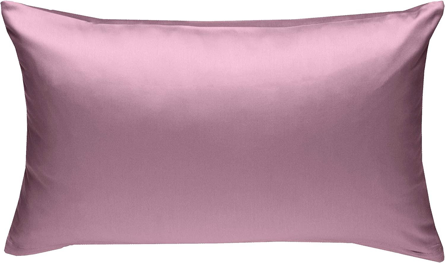 Bettwaesche-mit-Stil Mako-Satin / Baumwollsatin Bettwäsche uni / einfarbig rosa Kissenbezug 50x70 cm Bild 1
