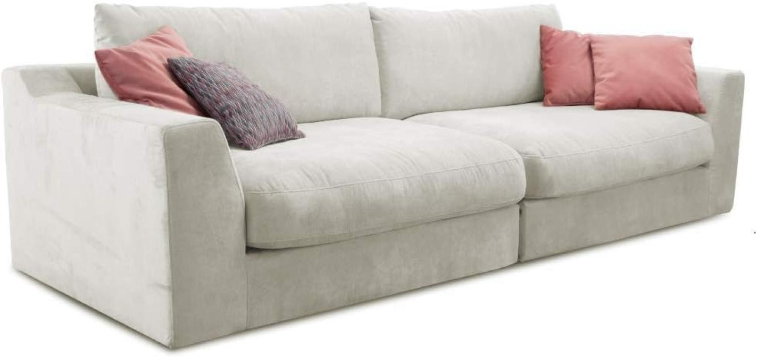Cavadore Big Sofa Fiona / Große Couch inkl. Rückenkissen im modernen Design / 274x90x112 / Webstoff cream Bild 1