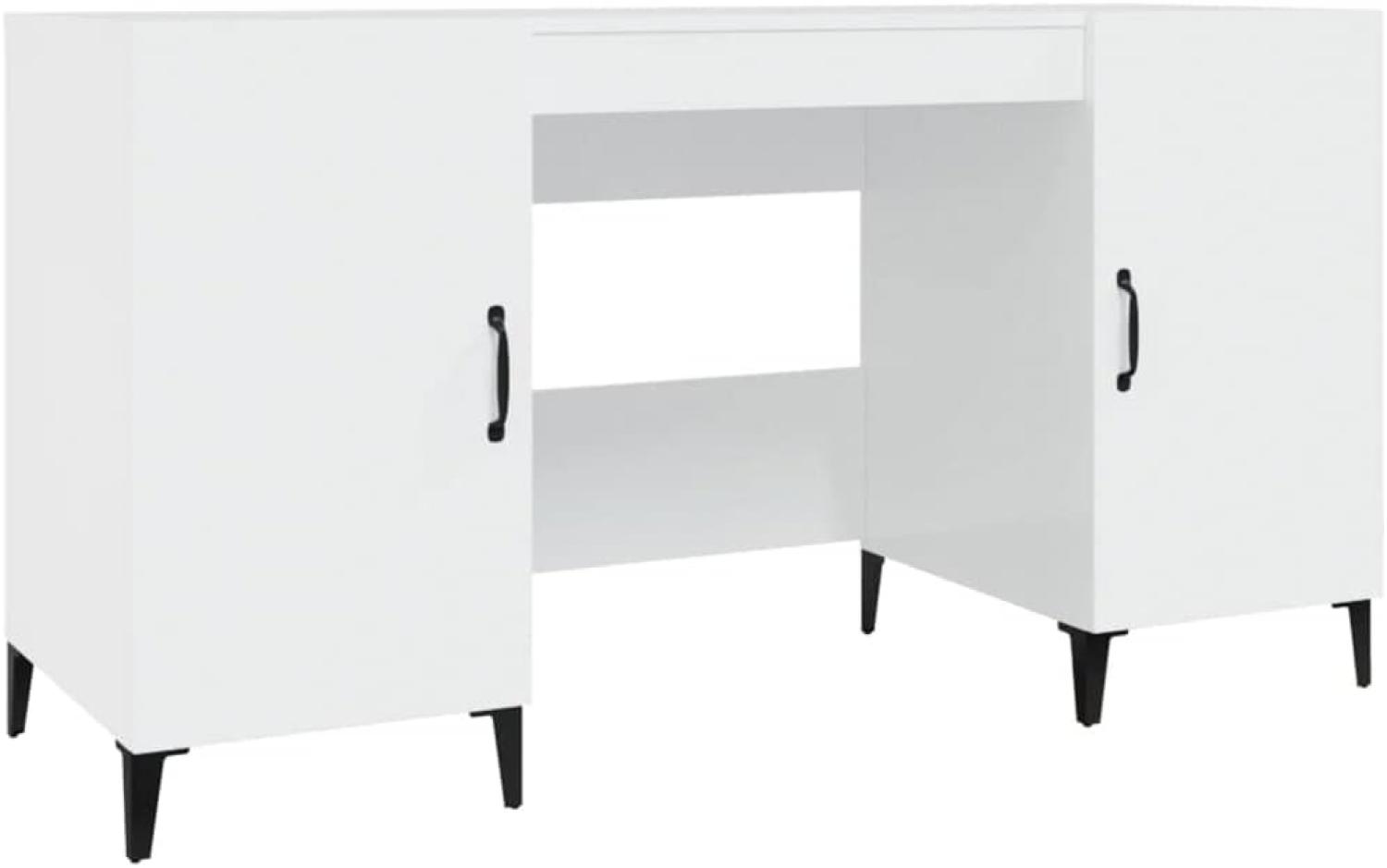 Schreibtisch Hochglanz-Weiß 140x50x75 cm Holzwerkstoff Bild 1