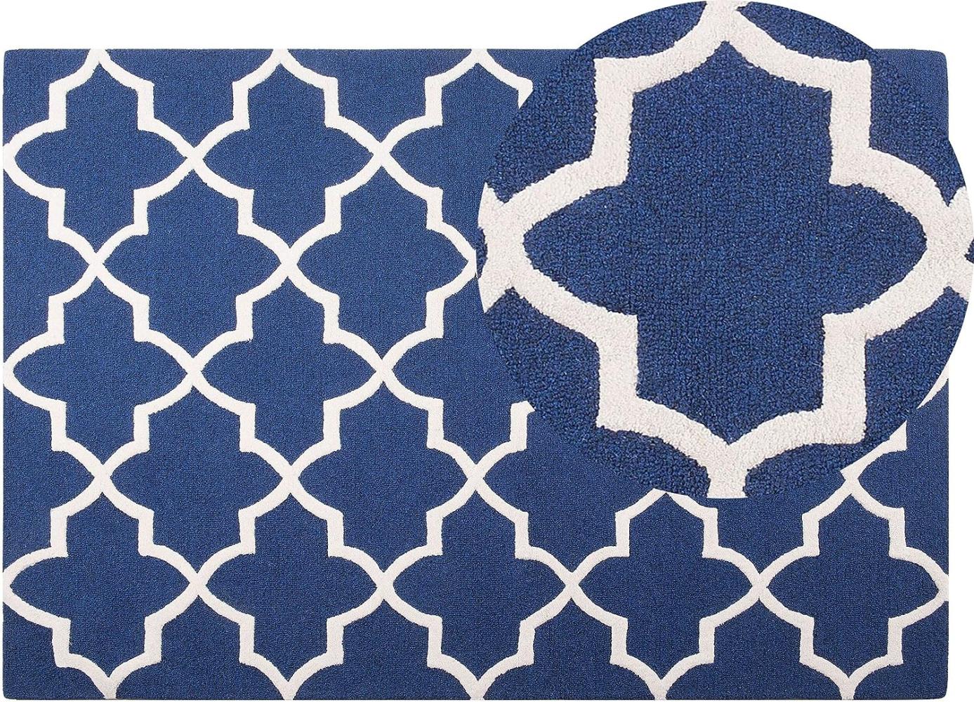 Teppich blau 140 x 200 cm marokkanisches Muster Kurzflor SILVAN Bild 1