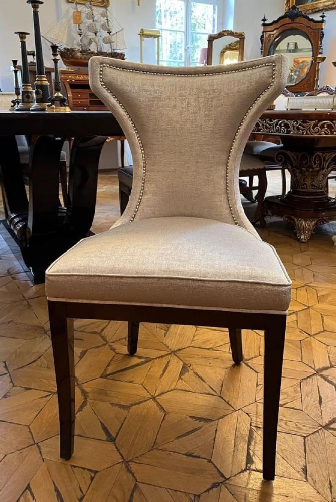 Casa Padrino Luxus Art Deco Esszimmer Stuhl Silber / Dunkelbraun Bild 1