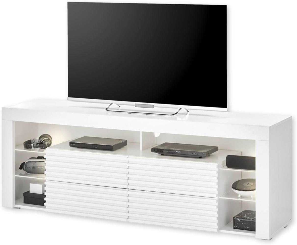 GOAL 2 TV-Lowboard mit LED-Beleuchtung in Weiß - TV Schrank mit viel Stauraum für Ihr Wohnzimmer - 179 x 67 x 44 cm (B/H/T) Bild 1