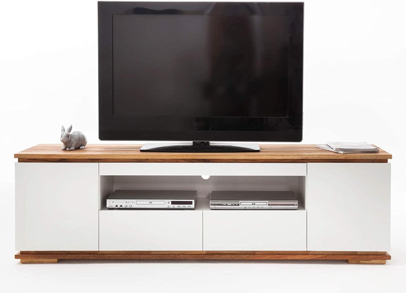 TV-Lowboard Chiaro weiß matt Lack und Eiche / Asteiche massiv 202 x 54 cm Bild 1