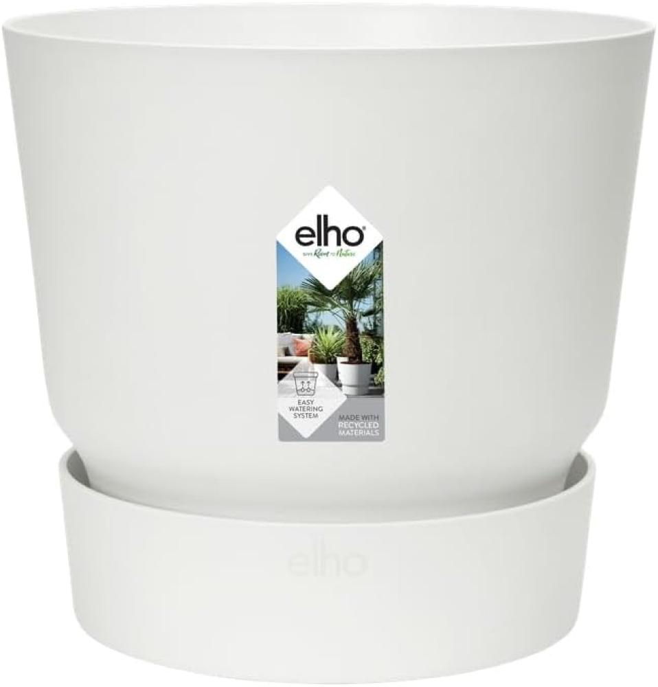 elho Greenville Rund 16 - Blumentopf für Innen und Außen - Selbstbewässerungstopf - 100% Recyceltem Plastik - Ø 16. 0 x H 15. 3 cm - Weiß/Weiss Bild 1