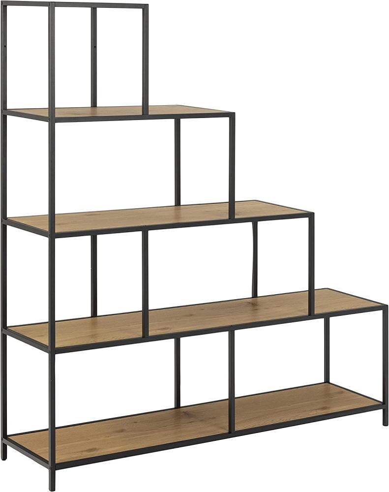 Amazon-Marke - Movian Bücherregal, Treppe mit 4 Ebenen, wilde Eiche, schwarzes Metallgestell, 135 x 35 x 150 cm Bild 1
