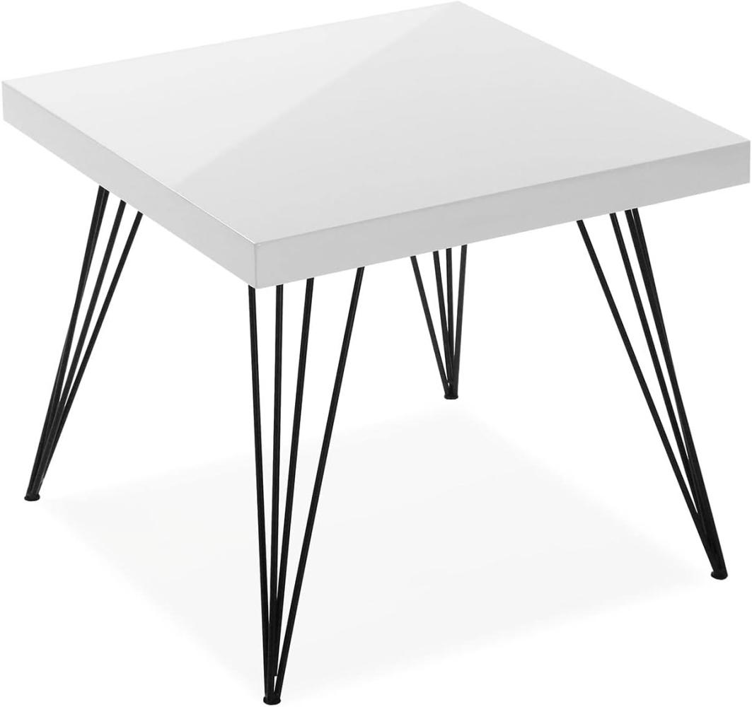 Versa Denver Beistelltisch für das Wohnzimmer, Schlafzimmer oder die Küche. Moderner, niedriger Tisch, Maßnahmen (H x L x B) 43 x 50 x 50 cm, Holz und Metall, Farbe: Weiß Bild 1