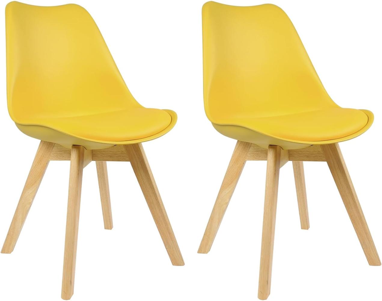 Esszimmerstühle 2er-Set Holzbeine Lisa gelb Bild 1
