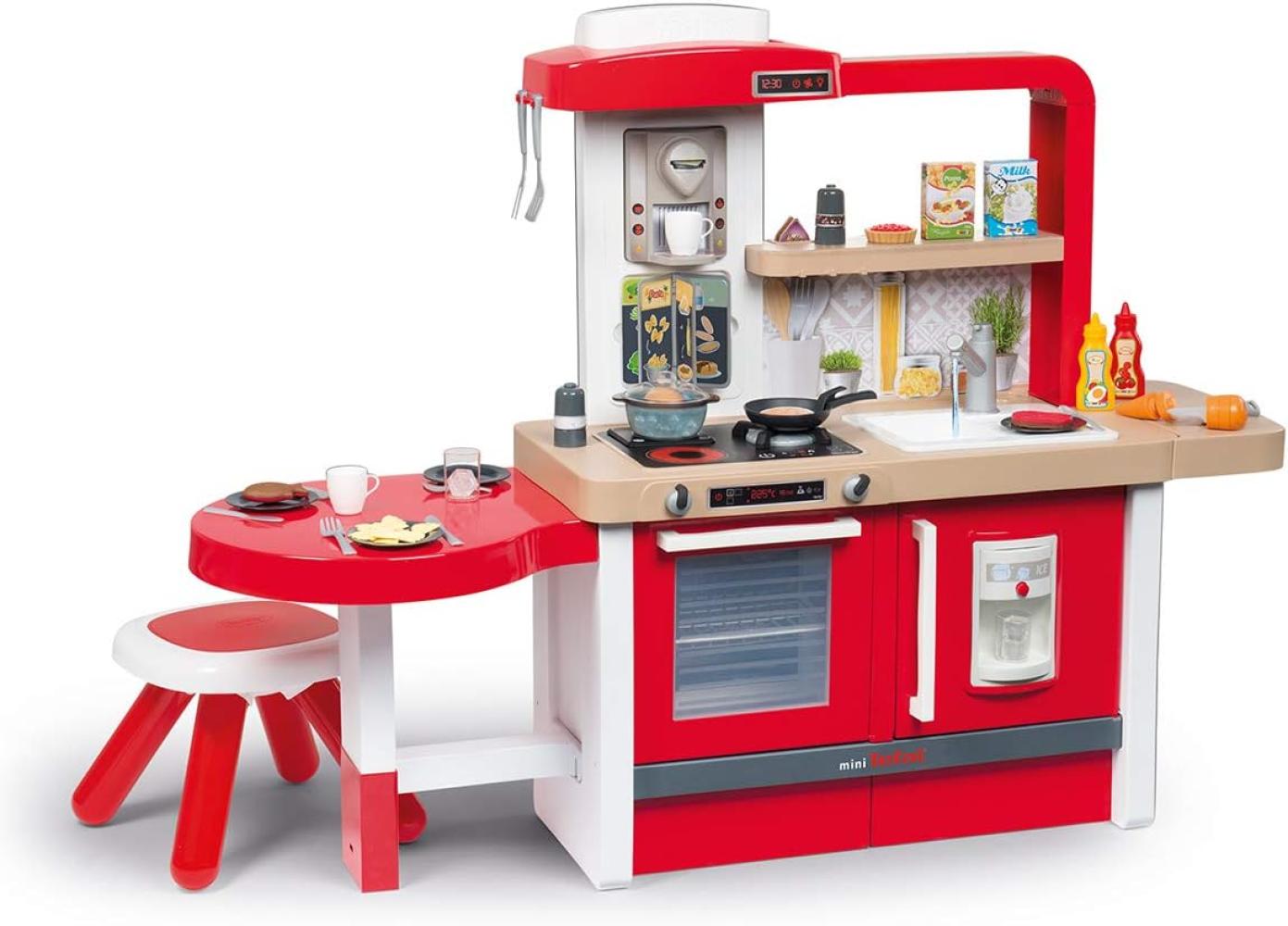 Smoby Tefal Evo Grand Chef XXL-Spielküche für Kinder mit vielen Funktionen, große Sitzecke mit Hocker 43 tgl. Zubehör, für Kinder ab 3 Jahren, rot Bild 1