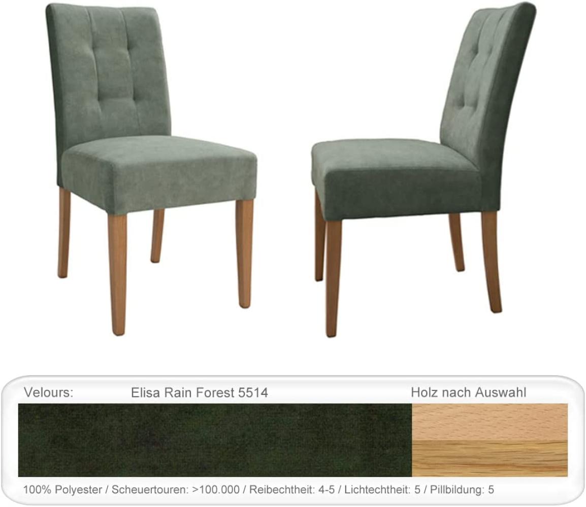 6x Stuhl Agnes 1 ohne Griff Varianten Polsterstuhl Massivholzstuhl Buche natur lackiert, Elisa Rain Forest Bild 1
