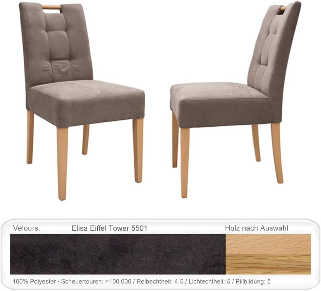 6x Stuhl Agnes 1 mit Griff Varianten Polsterstuhl Massivholzstuhl Eiche natur lackiert, Elisa Eiffel Tower Bild 1
