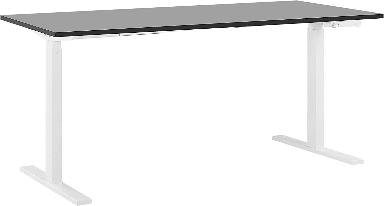 Schreibtisch manuell höhenverstellbar, Schwarz/ Weiß, 76-116 x 160 x 72 cm Bild 1