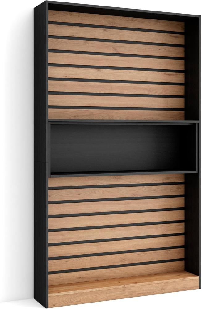 Skraut Home | Bücherregal Bibliothek | Bookshelf, Bookcase | 110x186x25cm | Wohnzimmer, Esszimmer, Büro | Aufbewahrungsregal | Moderner Stil | Eiche Schwarz Bild 1