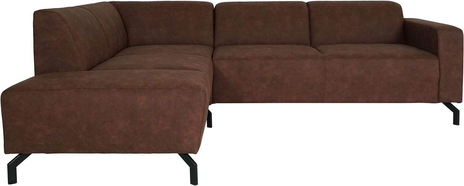 Ecksofa HWC-J60, Couch Sofa mit Ottomane links, Made in EU, wasserabweisend 247cm ~ Kunstleder braun Bild 1