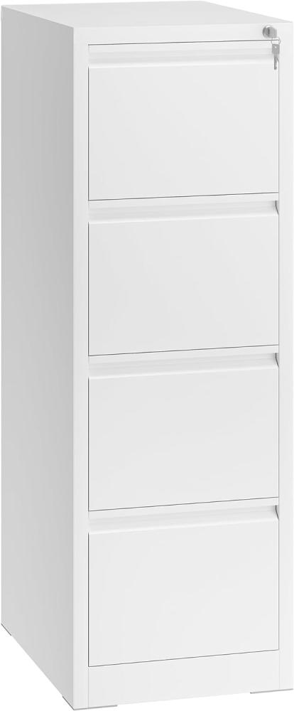 YITAHOME Aktenschrank mit 4 Abschließbaren Schubladen, Kippsicherer Rollender Aktenschrank mit Rädern für das Büro zu Hause, Unter-Pult-Aktenschränke, weiß, 62 x 45. 8 x 133cm Bild 1