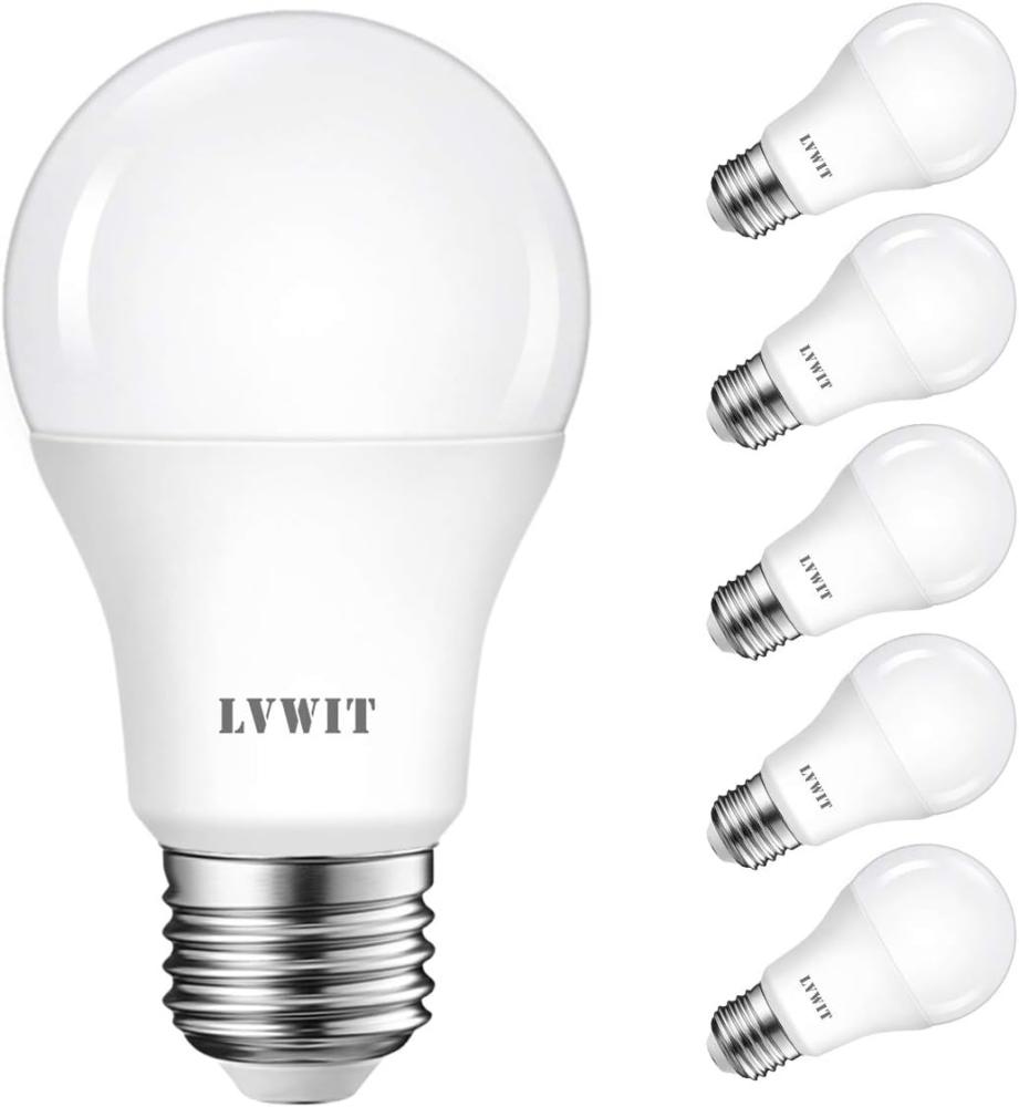 LVWIT LED E27 Birne, 75W Kaltweiß 6500K, ultrahell 1055 lm, matte LED Lampe (6er Pack) Bild 1