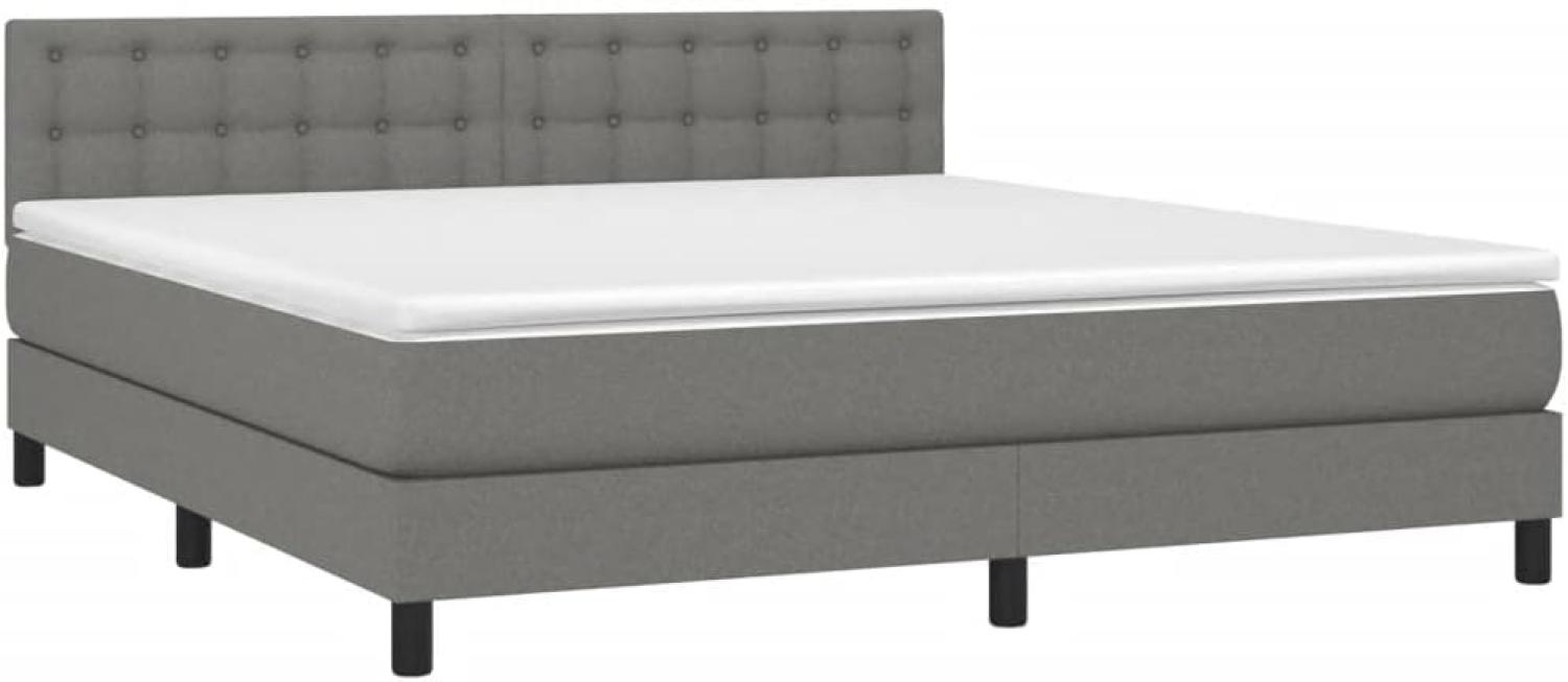 vidaXL Boxspringbett mit Matratze Dunkelgrau 180x200 cm Stoff, Härtegrad: H2 [3140394] Bild 1