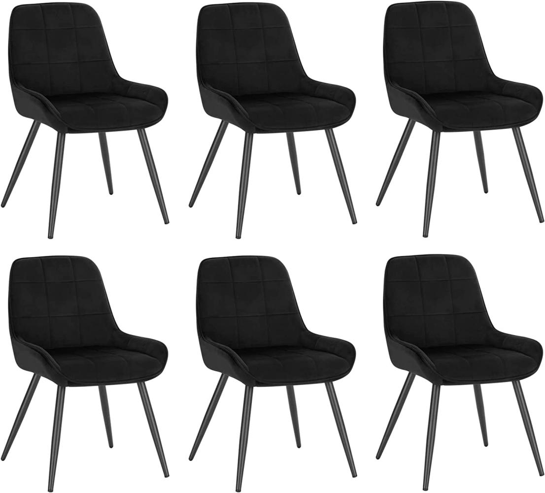 WOLTU Esszimmerstühle 6er Set, Polsterstuhl Samt, Küchenstuhl gepolstert, Akzentstuhl für Wohnzimmer Schlafzimmer Küche, ergonomischer Stuhl mit Rückenlehne, Schwarz, BH331sz-6 Bild 1