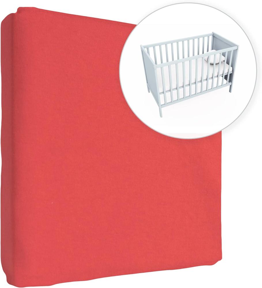 Jersey 100% Baumwolle Spannbettlaken passend für Babybett 100x50 cm (Rot) Bild 1