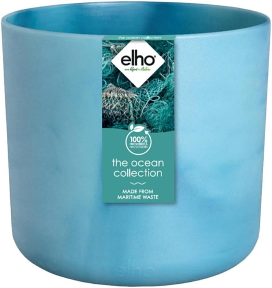 elho The Ocean Collection rund 22cm Blumentopf - Pflanzentopf hergestellt aus Meeresabfällen - 100 % recyceltes Material - Blau/Atlantikblau Bild 1