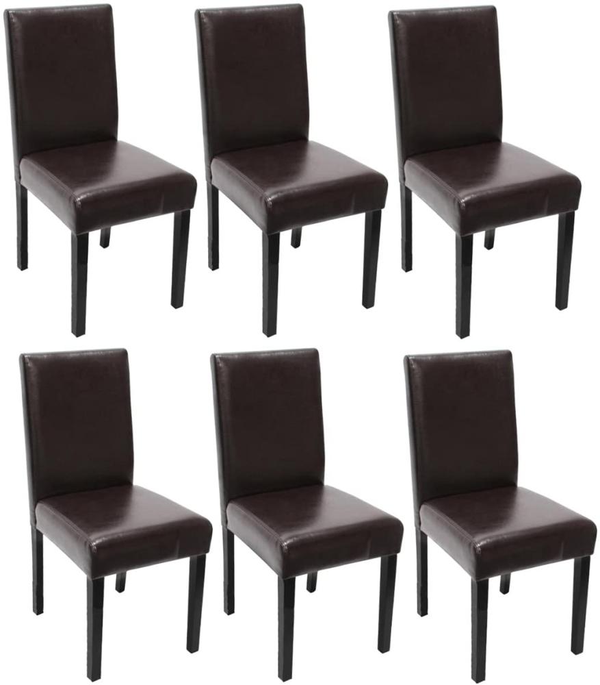 6er-Set Esszimmerstuhl Stuhl Küchenstuhl Littau ~ Leder, braun, dunkle Beine Bild 1