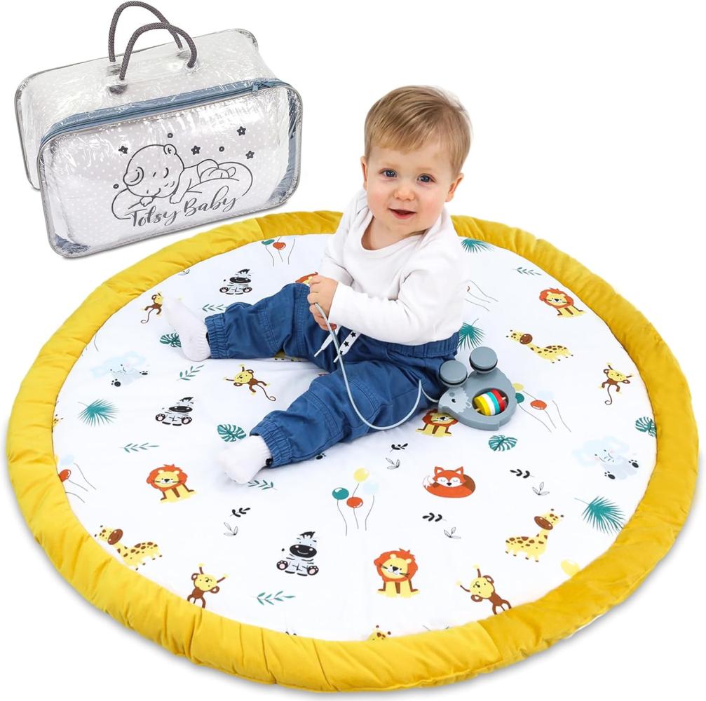 Totsy Baby Bodenkissen Kinder 100 cm - Kuschelecke Kinderzimmer Boden Matratze Rund Krabbeldecke für Baby Gepolstert Safari Bild 1