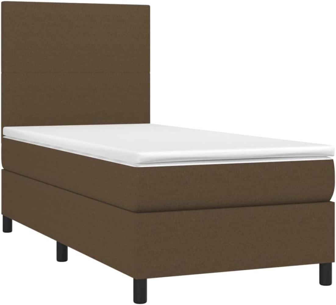 Boxspringbett mit Matratze & LED Dunkelbraun 90x200 cm Stoff (Farbe: Braun) Bild 1