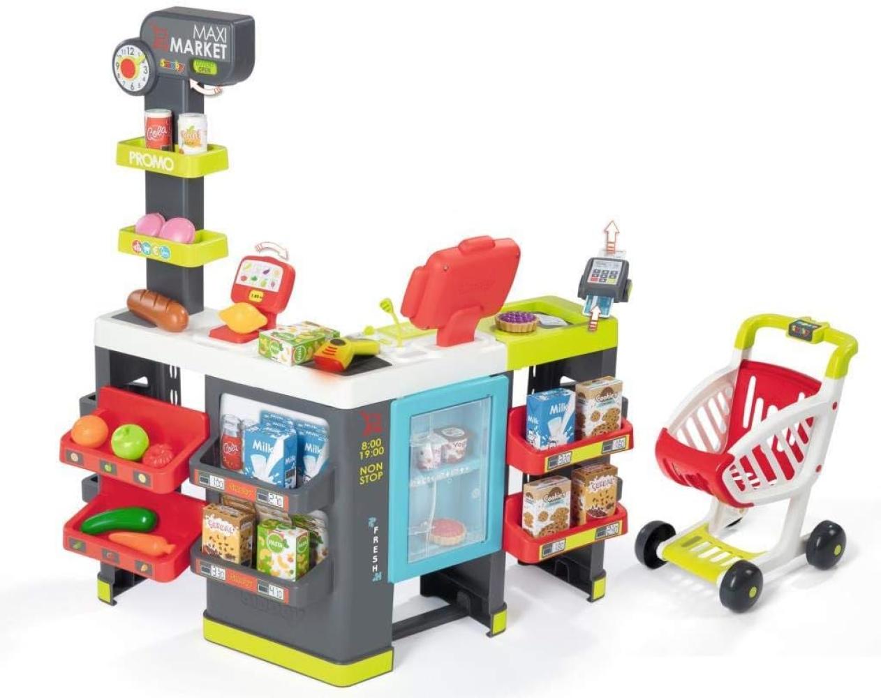 Simba Dickie Maxi Supermarkt mit Einkaufswagen und Zubehör Bild 1