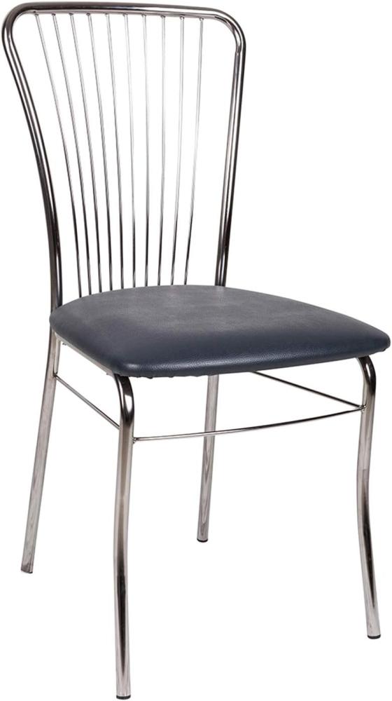 Dmora Moderner Stuhl aus Kunstleder, für Esszimmer, Küche oder Wohnzimmer, cm 45x45h93, Farbe Grau Bild 1