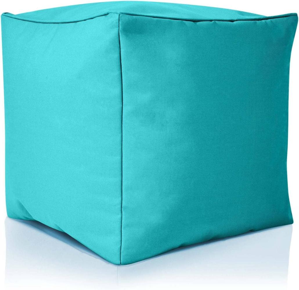 Green Bean© Sitzsack-Hocker "Cube" 40x40x40cm mit EPS-Perlen Füllung - Fußhocker Sitz-Pouf für Sitzsäcke - Sitzhocker Türkis Bild 1