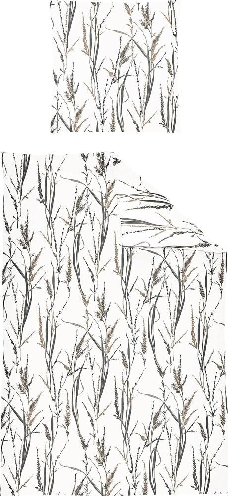 Irisette Sky Mako-Satin Bettwäsche 135x200 Gräser Ähren grau braun weiß 8463-80 Bild 1