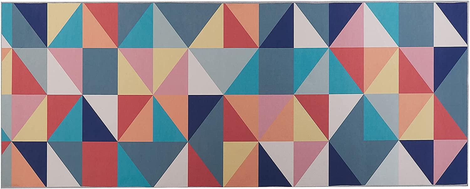 Teppich bunt 80 x 200 cm geometrisches Muster Kurzflor VILLUKURI Bild 1