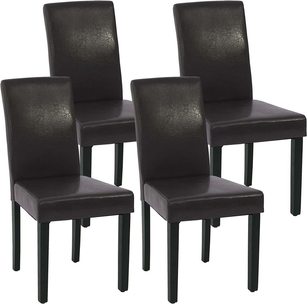 4er-Set Esszimmerstuhl HWC-J99, Küchenstuhl Stuhl Polsterstuhl, Holz Kunstleder ~ braun, schwarze Beine Bild 1