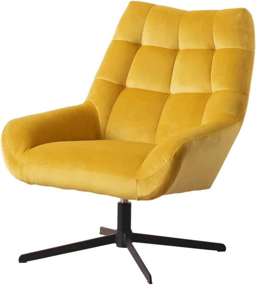 Selsey Sherley - Drehsessel mit gesteppten Veloursbezug in Gelb/Eleganter Sessel für Wohnzimmer Bild 1