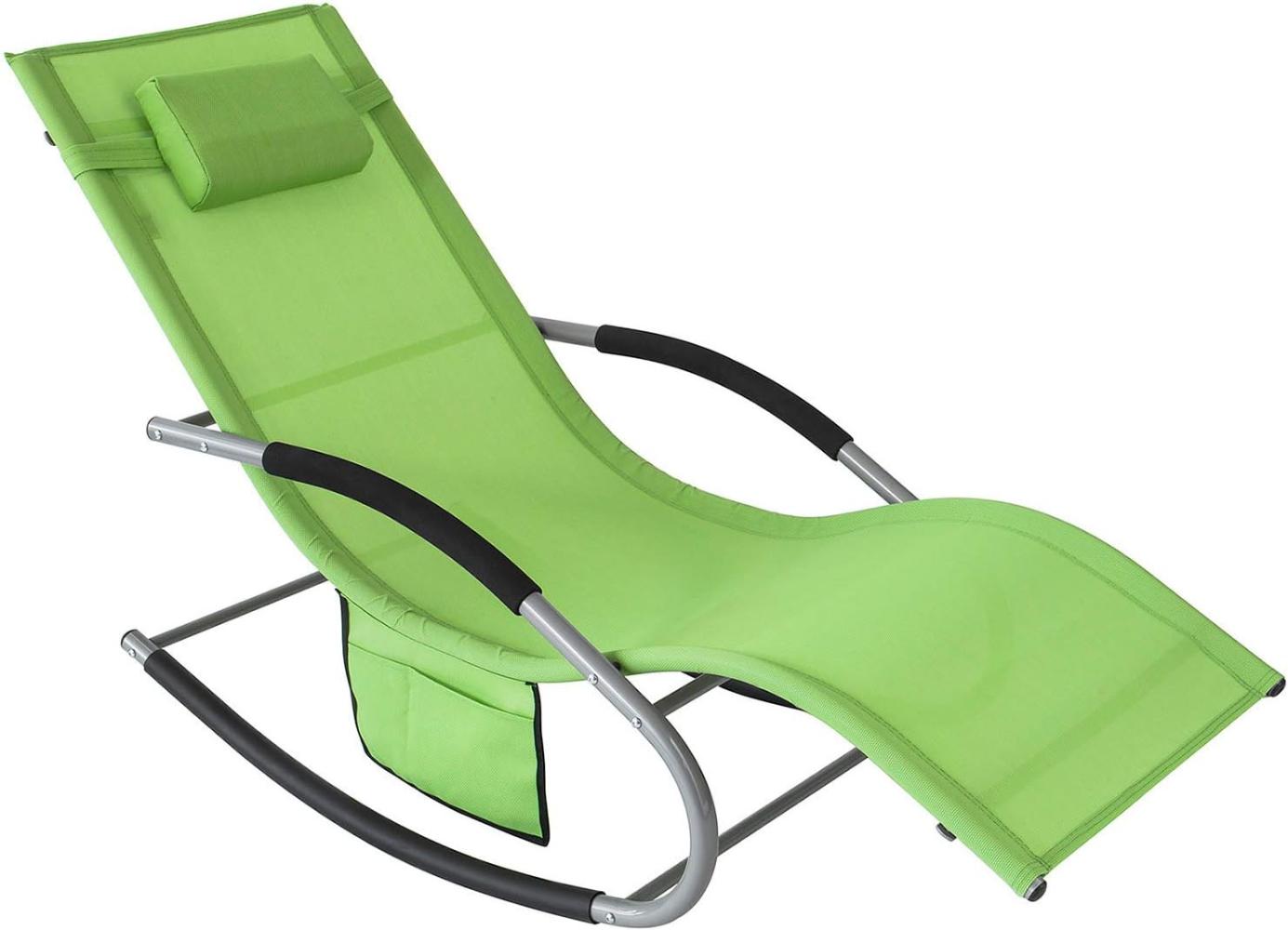 SoBuy OGS28-GR Swingliege Schaukelliege Sonnenliege Liegestuhl Relaxliege Gartenliege mit Tasche Gewebe in grün 150 kg Belastung Bild 1