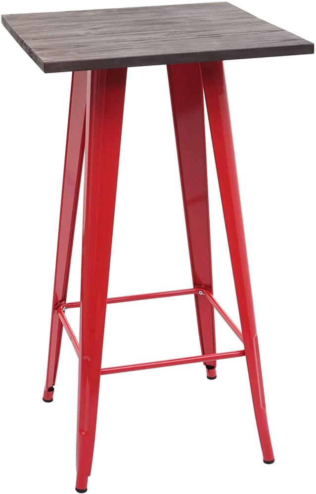 Stehtisch HWC-A73 inkl. Holz-Tischplatte, Metall Industriedesign 107x60x60cm ~ rot Bild 1