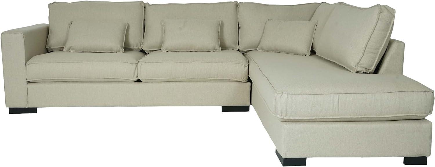 Ecksofa HWC-J58, Couch Sofa mit Ottomane rechts, Made in EU, wasserabweisend 295cm ~ Stoff/Textil sand-braun Bild 1